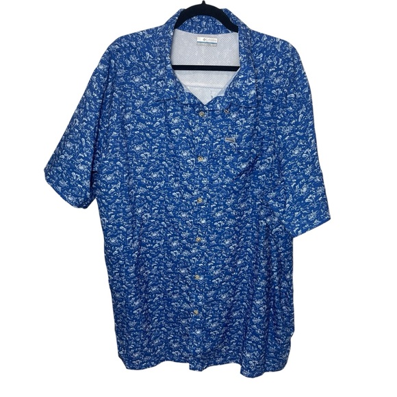 Columbia Other - Columbia blue fish marlin patterned mens button down vented pfg size 3x